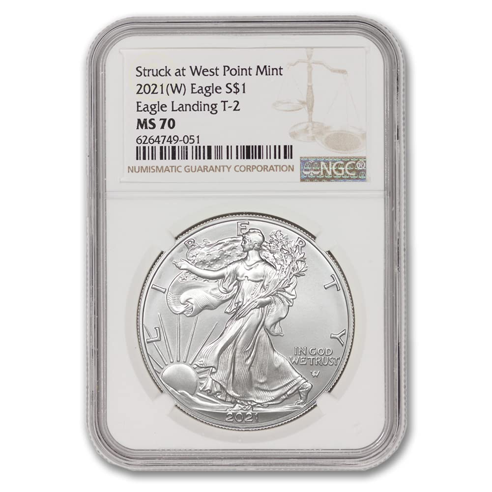 2021 (W) 1 oz Silver American Eagle Coin MS-70 (Eagle Landing T-2